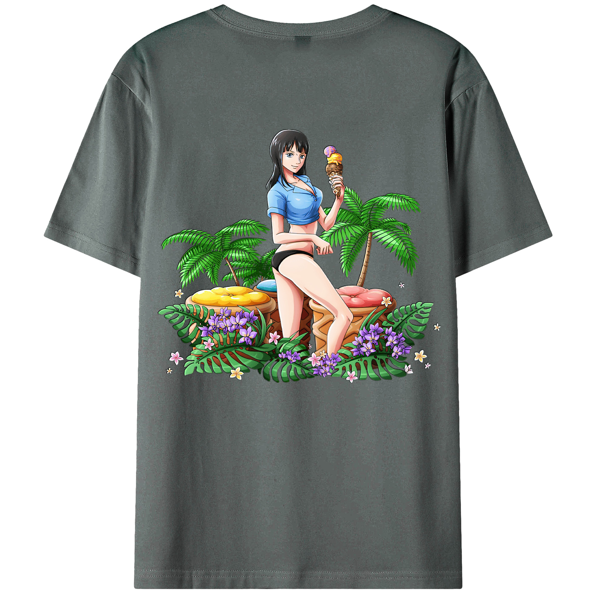 （画像用） Hello Kitty ハローキティ 綿100％ メンズ半袖Tシャツ（バックプリント） 通気性